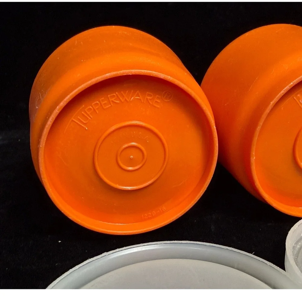 Vintage Tupperware: Orange Midgets 2oz Containers with Lids, Set of 4, 1229 297
